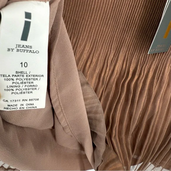 i jeans by Buffalo Accordion Pleated Copper Brown Mini Skirt Lined Size 10 - Picture 6 of 8